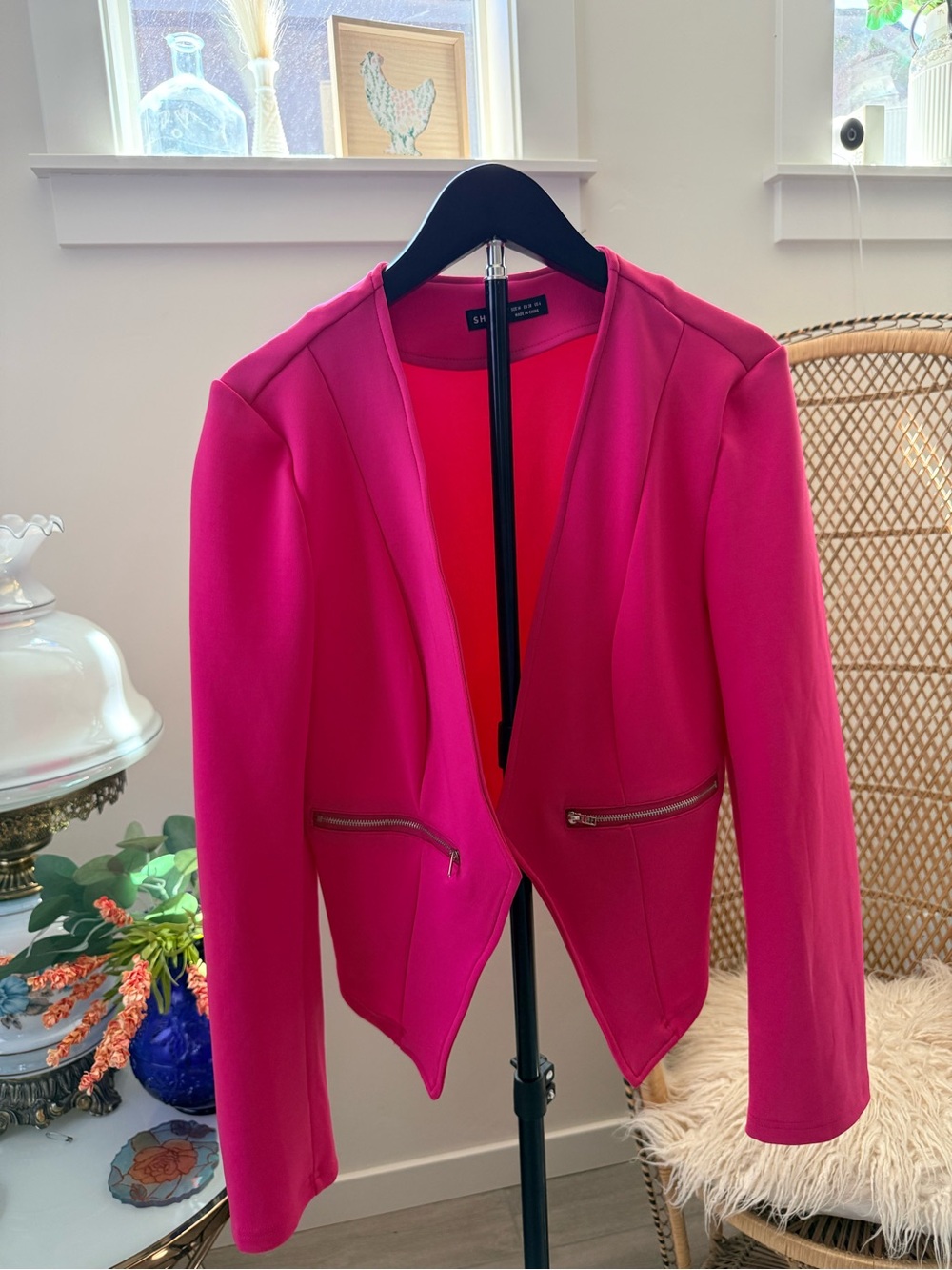 SHEIN Hot Pink Open Front Blazer - Size Medium - Picture 2 of 5